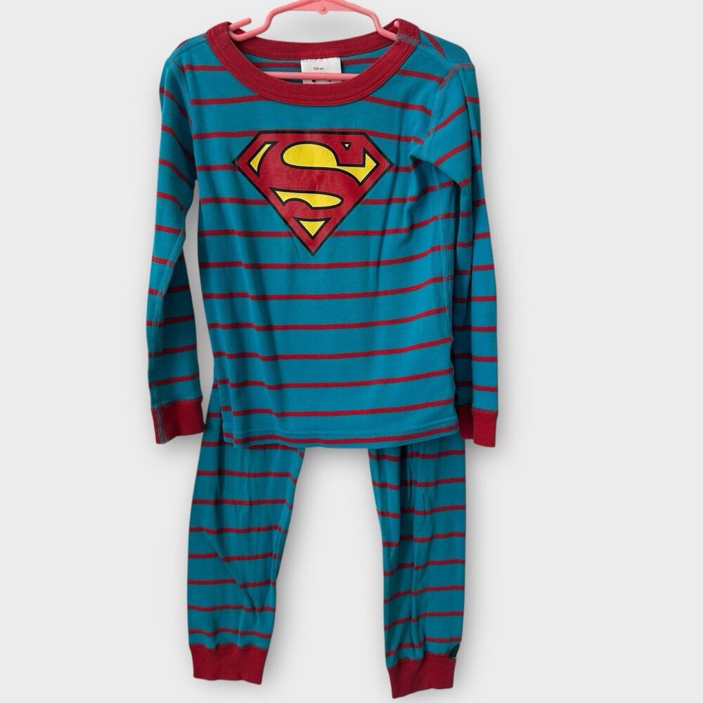 hanna‎ andersson pajamas Boys Superman Two Piece Size 5 Girls Unisex Superhero